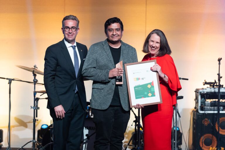 Edible Cutlery accepting the WasteSorted Innovation Award 2026 on stage
