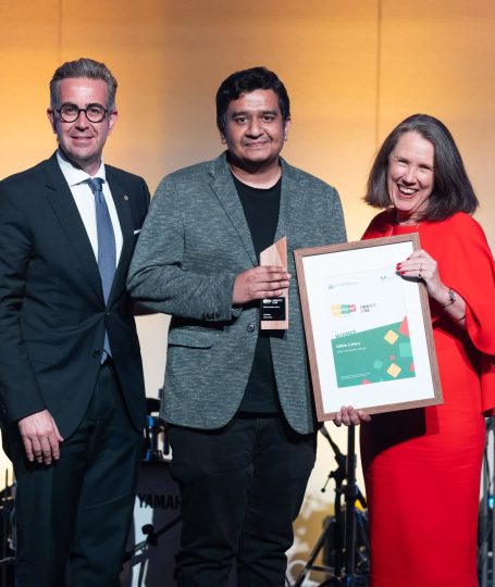 Edible Cutlery accepting the WasteSorted Innovation Award 2026 on stage